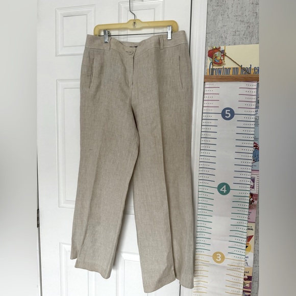 Talbots Pure linen Petite 14 women’s wide leg tan pants - Picture 8 of 8